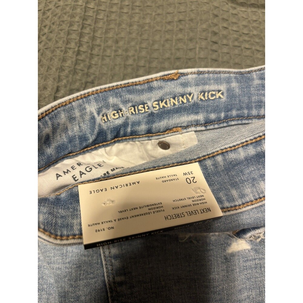 American Eagle Jeans Womens 20 Blue High Rise Skinny Kick Next Level Stretch NWT - Picture 3 of 7